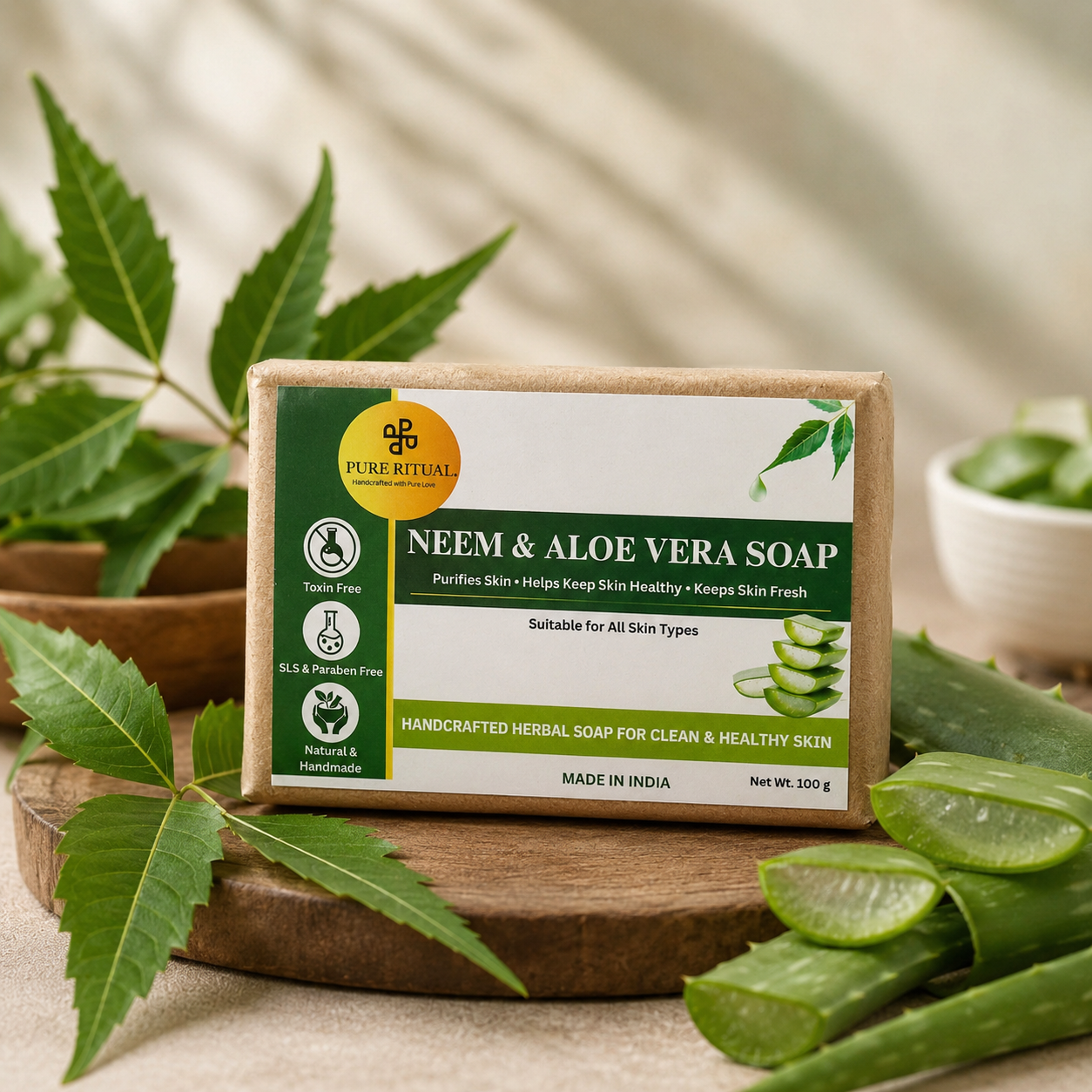 pure neem and aloevera soap bar